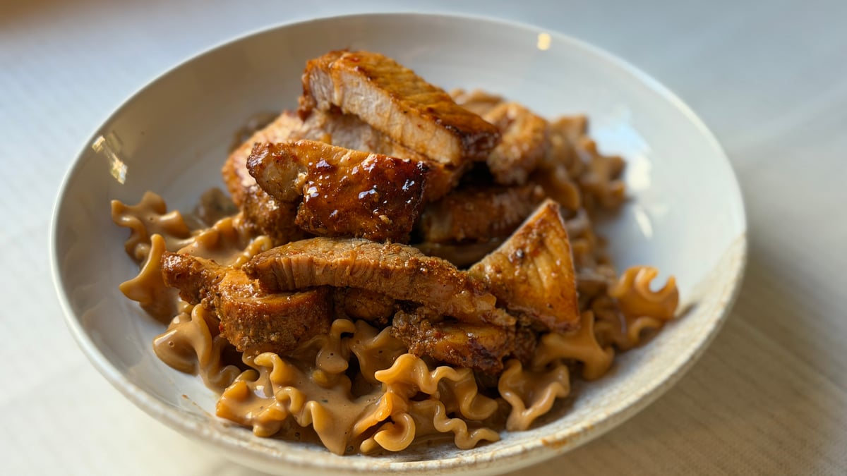 Fläskfilé pasta champinjoner